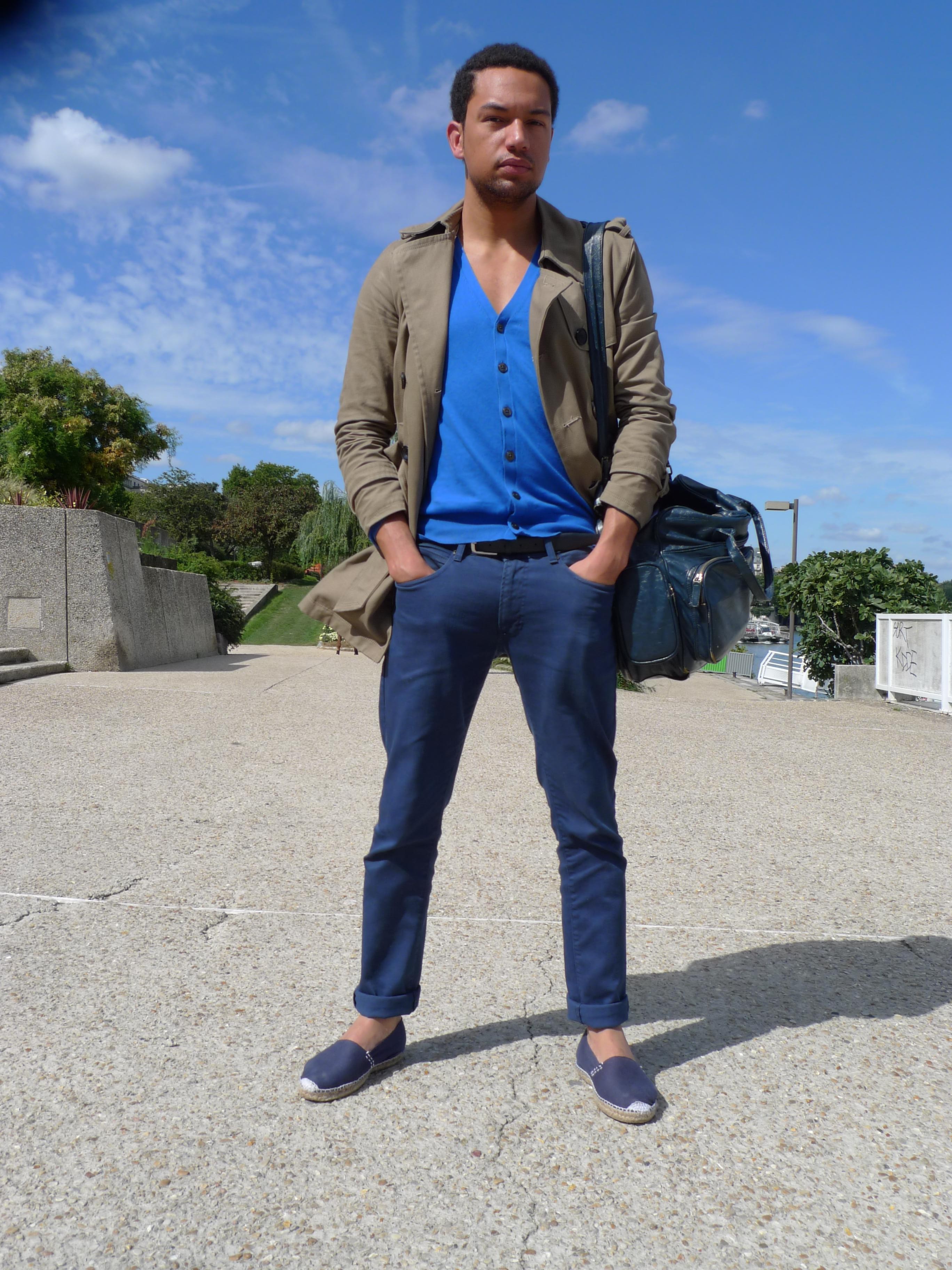 street style homme espadrille revers trench style dandy urbain
