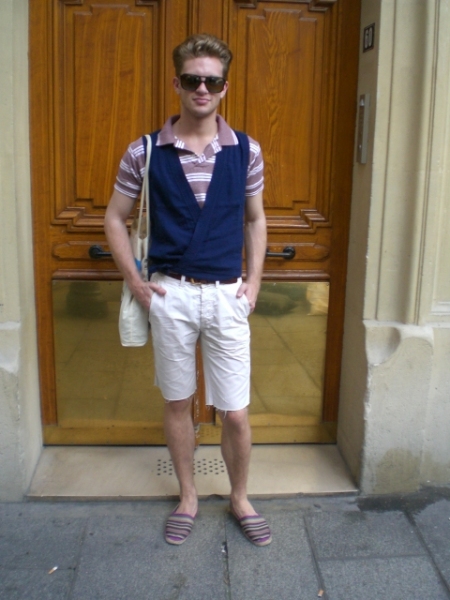 street style homme espadrilles , short , cardigan
